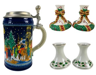 1979 Munich Germany Christmas Fair Beer Stein, Fitz & Floyd / Japanese Candlesticks - #S2-1
