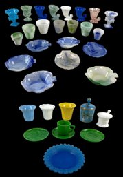 1930s Akro Agate Miniatures: Apothecary Jar, Ash Trays, Cornucopia, Planters & More - #S15-1