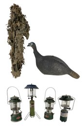 Vintage Coleman & Benzomatic Kerosene Lanterns, Turkey Decoy & Hunting Blind - #S24-1