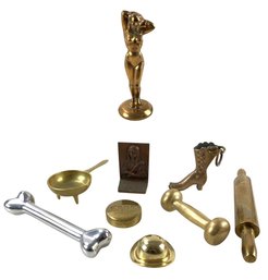 Brass Aspirin Pill Box, Bronze Nude Bottle Opener, Bronze Bookend & More - #S9-1