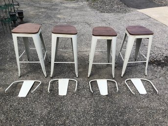 White Metal Bar Stools (Set Of 4) - #BR