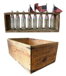 Pepsi Soda Bottle Wood Display & Cortright Roofing Wood Crate - #S15-1