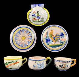 Henriot Quimper France Toddy Plates, Shell Plate, Teacup & Mugs - #S10-3