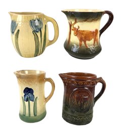 Antique Pottery: Roseville Brown Cow & Tulip, Brush McCoy Iris & Brown Stoneware - #S4-3