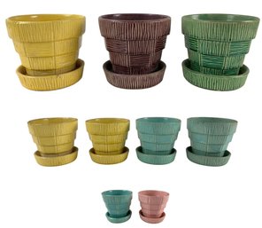 McCoy Pottery Basketweave Flower Pots - #S17-3