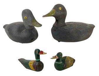 Carved Wood Working Black Duck Decoys & Hand Painted Carved Wood Duck Decoys - #S14-3
