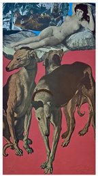 Erro (Iceland, B. 1932) Signed Pop Art Color Lithograph, 'La Maja Aux Levriers, 1977' - #SW-2