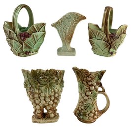 McCoy Pottery Berries & Leaves Basket Planters & Grapevine Vases - #S18-2
