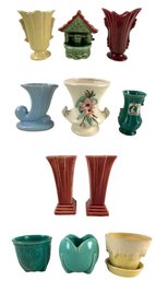 Collection Of Haeger, McCoy & Shawnee Pottery Vases & Flower Pots - #S18-2
