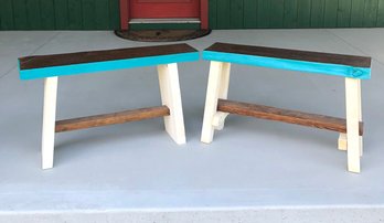 Handmade Reclaimed Wood Benches (Set Of 2) - #GRG