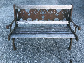 Daffodil Pattern Cast Iron & Wood Garden Bench - #LSOB