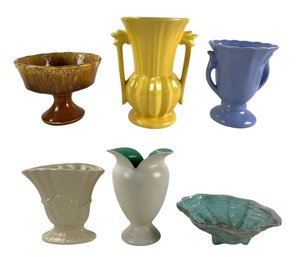 McCoy Pottery, Footed Clamshell Bowl, California USA Pottery & More - #S14-2