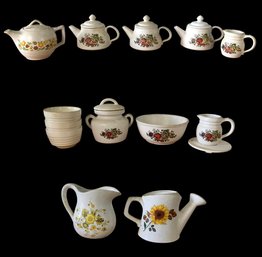 Vintage McCoy Pottery Spice Delight/Orange Flower Tea Pots, Sunflower Watering Can & More - #S14-3