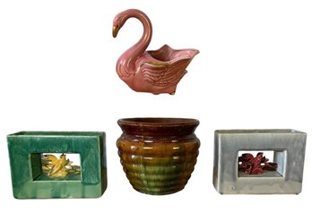 Vintage McCoy Arcature Vases, Beehive Jardiniere & Swan Planter - #S13-3