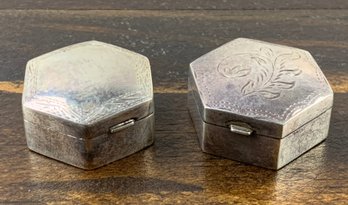 Pair Of Sterling Silver Engraved Pill Boxes - #JC-B