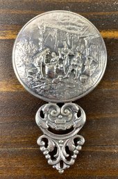 Denmark Hans Jensen Silver-Plate Repousse Beveled Hand Mirror - #JC-B