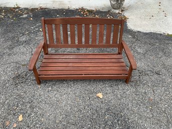 Outdoor Wood Porch Swing With Ergonomic Curved Seat & Chain - #BR