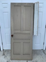 Antique Interior 5-Panel Wood Door With Original Brown Porcelain Knob - #SR