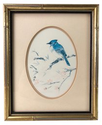 Gilt Framed Anton Wang Blue Jay Limited Edition Print, No. 60/500 - #A1