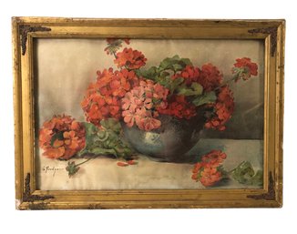 Vintage Geranium Flower Print, Gilt Framed - #A3