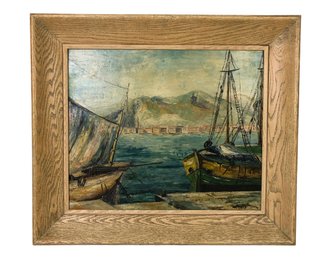1959 Marine Landscape Oil On Board Painting, Signed - #S13-F