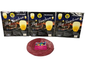 The Original Sky Lantern (Set Of 3) & Red Rice Paper Lantern, FACTORY SEALED - #S18-4