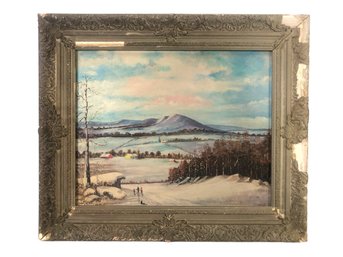 1964 Signed J. Brenko Winter Mountain Landscape Oil On Board Painting - #A11