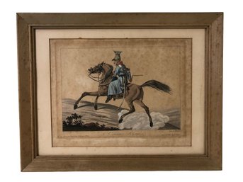 Framed Antique Hand Colored Engraving, 'le Courrier Polonais'  - #A5