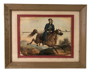 Framed Hand Colored French Engraving 'Kubmouck En Retraite' - #A8