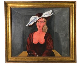 1974 Signed Benjamin Levy Surrealist Nude Portrait Of A Lady - #SW-4