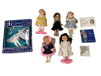 1950s-1980s Vogue Ginny Dolls, Blueberry Outfit, Ginny Charm, Stands & Catalog - #S18-3