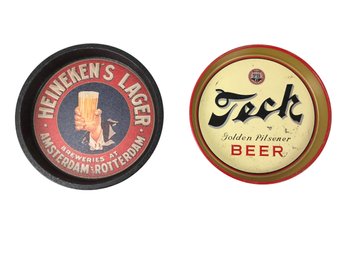 Vintage Heineken's Lager & Teck Golden Pilsner Beer Trays - #S18-3
