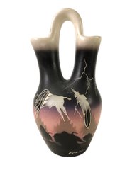 Native American Hozoni Pottery Wedding Vase, Signed - #S7-2