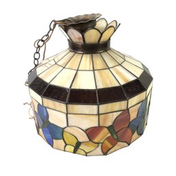 1960s Stained Glass Butterfly Swag Hanging Lamp - #S10-2