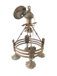 4-Light Hammered Metal Owl Chandelier - #BT