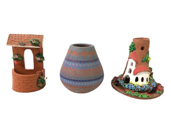 Signed Native American Navajo Pottery Vase, Studio Pottery Incense Burner & More - #FS-2