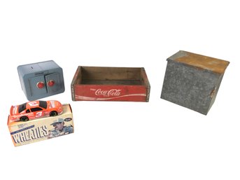 Wood Coca Cola Crate, Dairylea Milk Box, Mosler Jr. Bank Vault & Earnhardt Bank - #S19-4