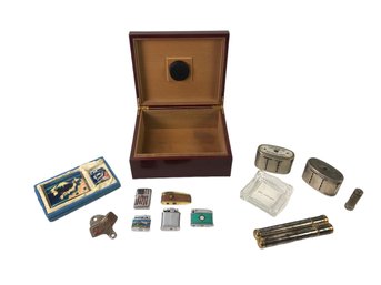 Vintage Lighters, Cigarette Case, Coca Cola Bottle Opener, Tin Coin Banks, Cigar Humidor & More - #S9-1