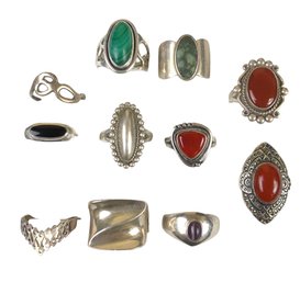 Collection Of Sterling Silver Rings, (Sizes 8-9) - #JC-B