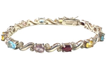 Sterling Silver Multi-Gemstone Bracelet - #JC-B
