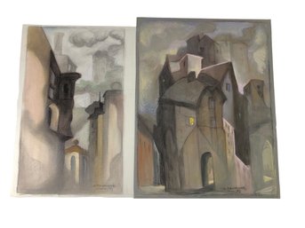 1987 Urban Landscape Pastel On Paper (Set Of 2), Anne Neumark (American, 1906-) - #S11-1