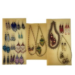 Collection Of Handcrafted Seed & Bugle Bead Earrings & Necklaces - #JC-L