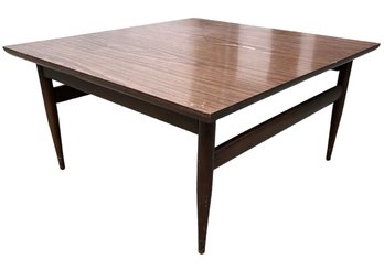 Vintage Square Coffee Table With Veneer Tabletop & Tapered Legs - #FF