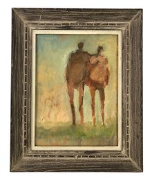 Mid-Century Abstract Figurative Oil On Board Painting - #RBW-W