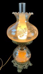 Vintage Hand Painted Floral Hurricane Lamp (WORKS) - #W1