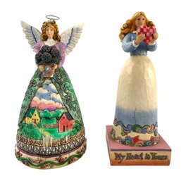 Jim Shore Heartwood Creek New Beginnings Angel & My Heart Is Yours Figurines - #S6-3