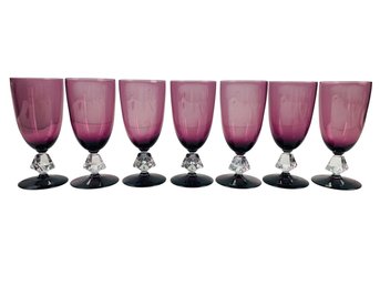 1950s-60s Bryce Brothers Amethyst Aquarius Juice Glasses (Set Of 7) - #S12-3