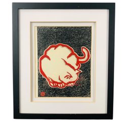 Sadanobu Hasegawa Red Cat Woodblock Print - #R1
