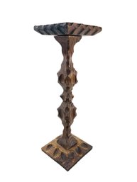 Carved Wood 21' Plant Stand - #S8-5