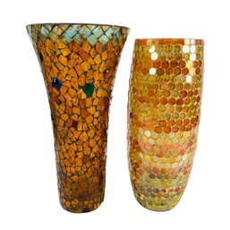 Amber Glass Mosaic Vases - #S8-2